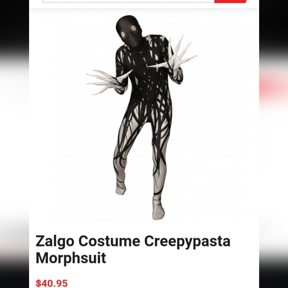 Zalgo Costume Creepypasta MorphsuitAdult Large Halloween